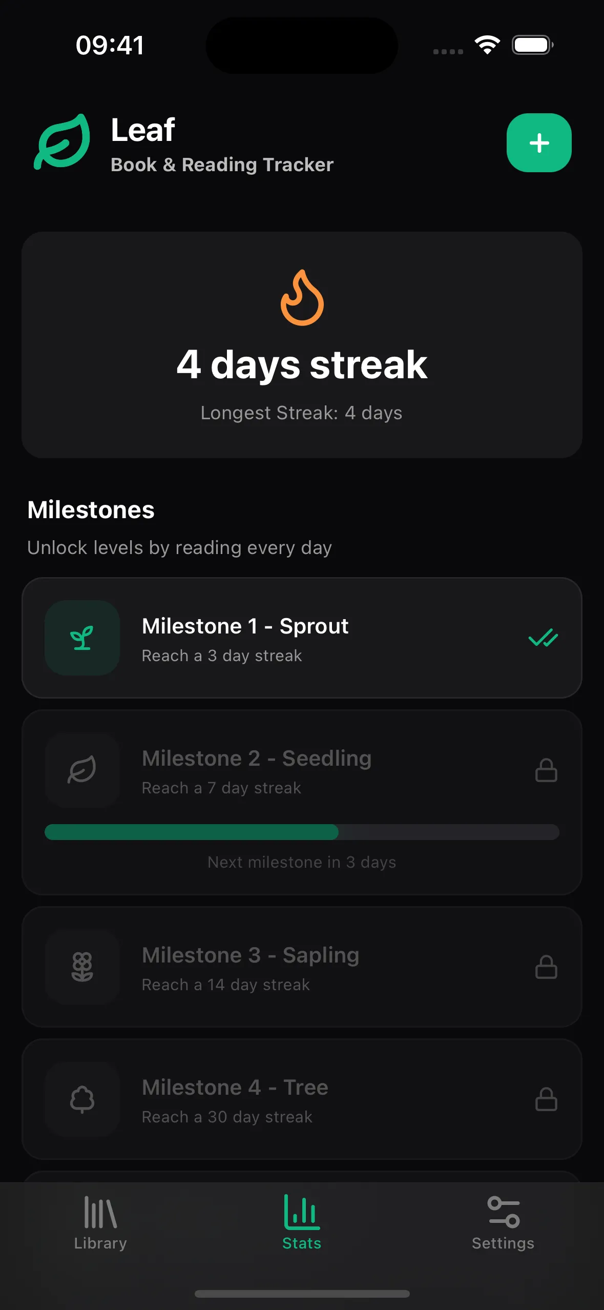 Milestones – Track your streak and unlock levels